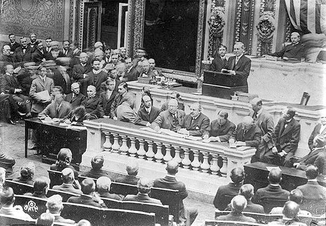 President Woodrow Wilson addressing Congress before the US Declaration of War